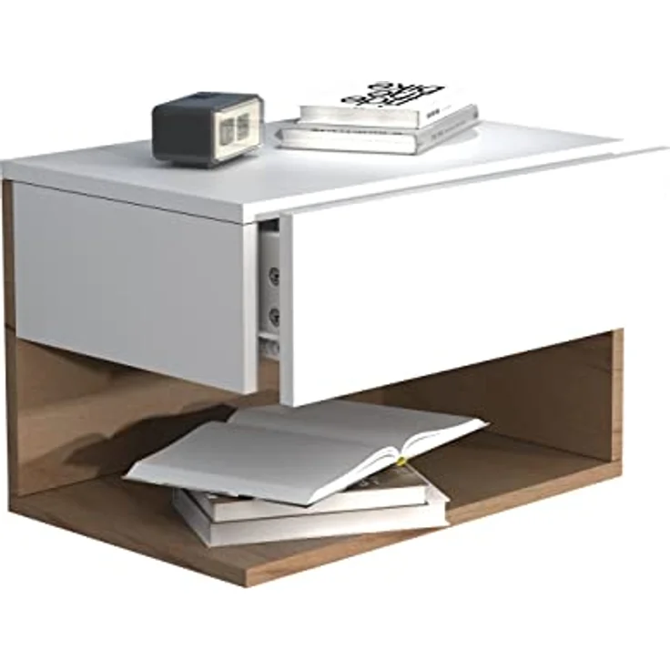 MID.YOU Nachtschrank, Weiß, Eiche, Holzwerkstoff, 1 Schublade, 45x30x32 cm, Schlafzimmer – Bild 4