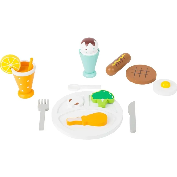 Small Foot 11197 - Spiel Set Mittagspause, Lunch Set, Lebensmittel, Holz, 14 Teile – Bild 1