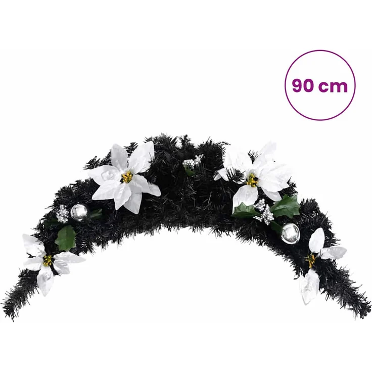 vidaXL Weihnachts-Türbogen mit LED-Lichtern Schwarz 90 cm PVC 320981 – Bild 7