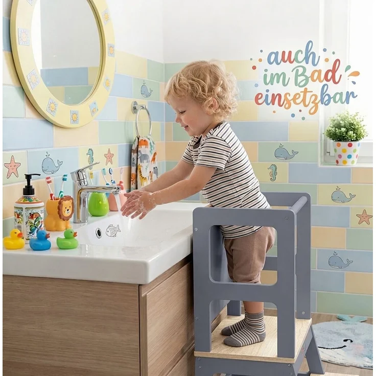 Baby Vivo Lernturm aus Holz - Mit Tafel in Grau – Bild 3
