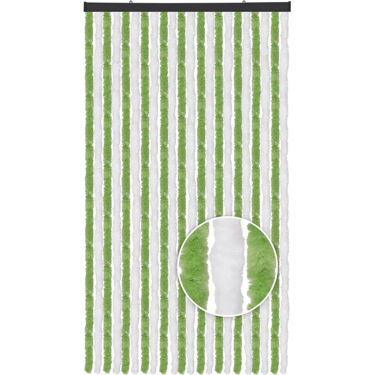 Flauschvorhang 56x185cm - 140x220cm Unistreifen Grün und Weiß 100x200 cm – Bild 9