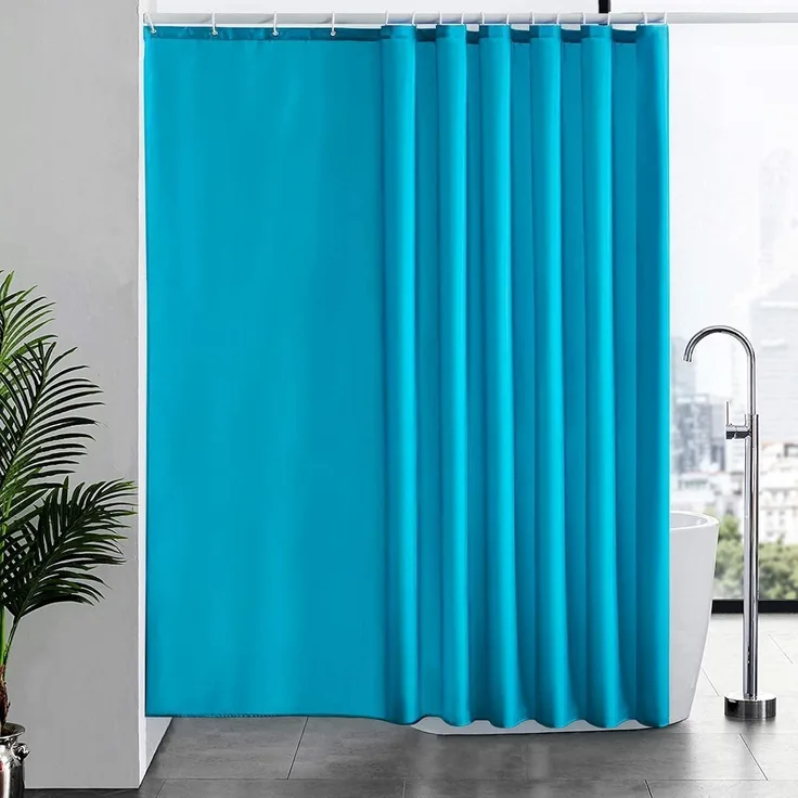 Furlinic Duschvorhang Überlänge Textil Antibakteriell 240x180cm Aquamarine