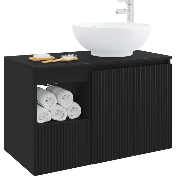 vidaXL Badezimmerschrank-Set 2 stk. Schwarz 79,5 x 44,5 x 80 cm 3404085 – Bild 3
