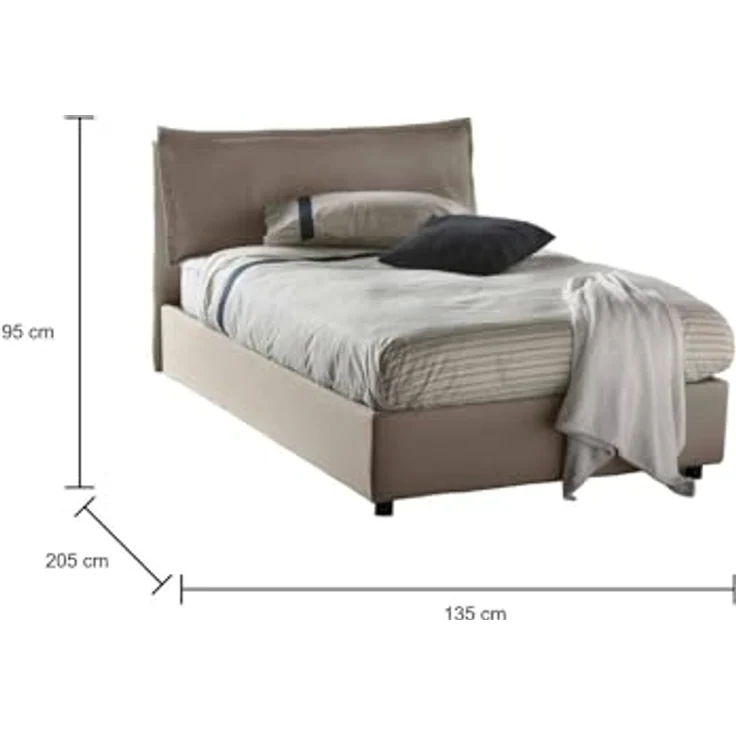 Talamo Italia - Doppelbett Desirée, Bettkasten mit Stoffbezug, 100 % Made in Italy, Öffnung vorne, inklusive Matratze 120x190 cm, taubengrau – Bild 2