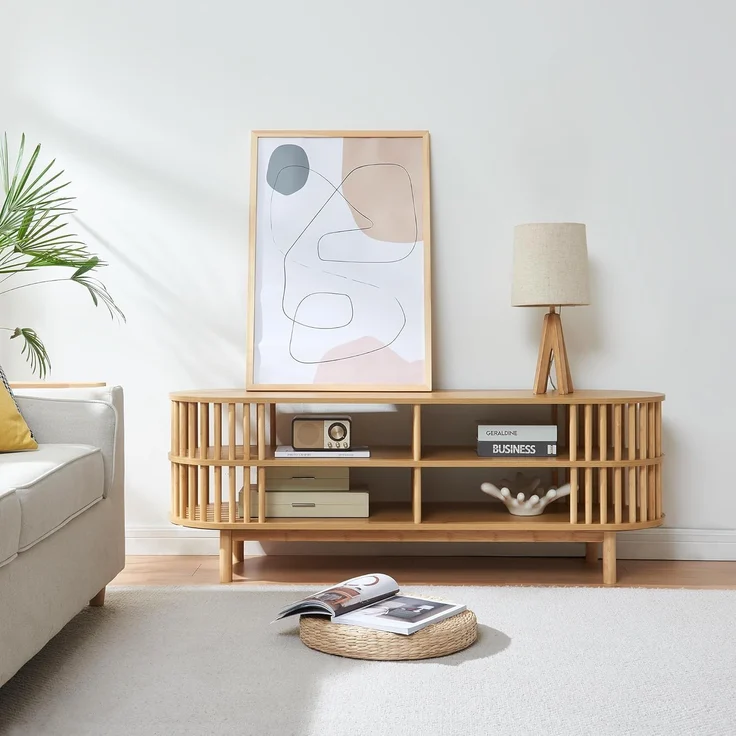 Fernsehtisch Jarvenpaa 140x40x50 cm Bambus [en. casa] – Bild 2