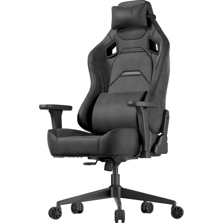 JUMMICO Gaming Stuhl ergonomisch mit 3D Armlehne & Wider Backrest for Gaming, Veloursleder Schwarz