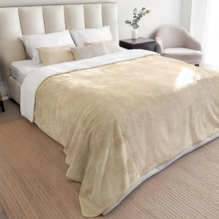 Dreamzie - wasserdichte Decke 218x274 cm - Hundedecke Sofa und Bett - Reversible Decke Wasserdicht aus Sherpa-Fleece - Waschbar - Beige