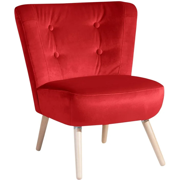 Sessel Kassi Bezug Samtvelours Buche natur / rot 22360