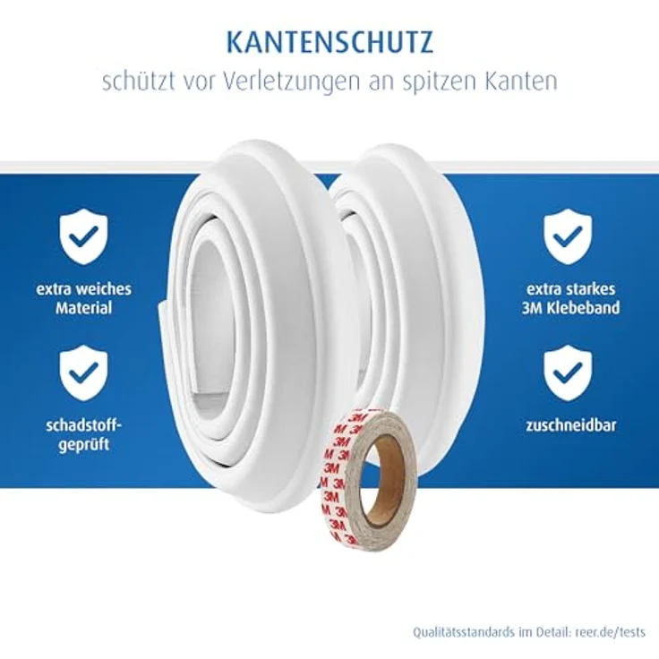 Reer Kantenschutz Soft, 2X 1 Meter, bissfest, schadstoffgeprüft, weiß – Bild 4