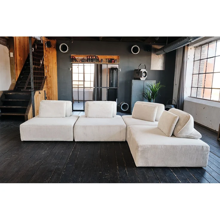 KAWOLA Modulsofa WIOLO SOFT 4 Module 4 Rückenkissen Cord cremeweiß 84 x 222 x 333 cm – Bild 2