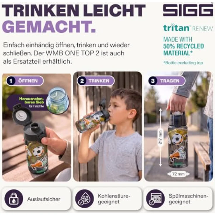 SIGG - NIMO Kids Set - Innenschale & Auslaufsichere Snackbox - Mikrowellen- & Spülmaschinengeeignet - BPA-frei - Leicht - Für Schule, Kita & Freizeit - 800ML – Bild 4