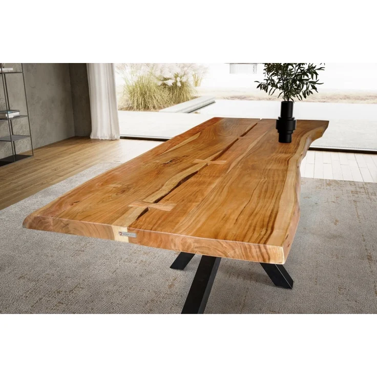 Baumtisch 180x80cm 'Sevilla' Akazie & Eisen schwarz – Bild 4
