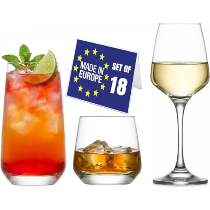 LAV Gläser-Set Lal, 18-tlg, Glas, Spülmaschinengeeignet, robust, vielseitig – Bild 1