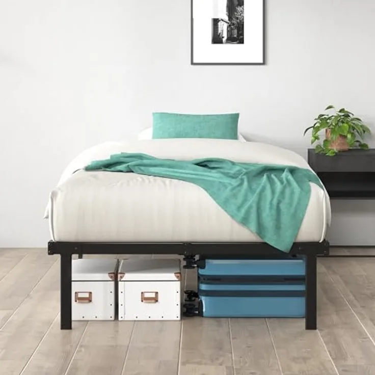 Zinus Caleb Bettgestell mit Metallplattform, Höhe 36 cm, Gestell aus Stahl, zusammenklappbar, Stauraum unter dem Bett, einfache Montage, Doppelbett