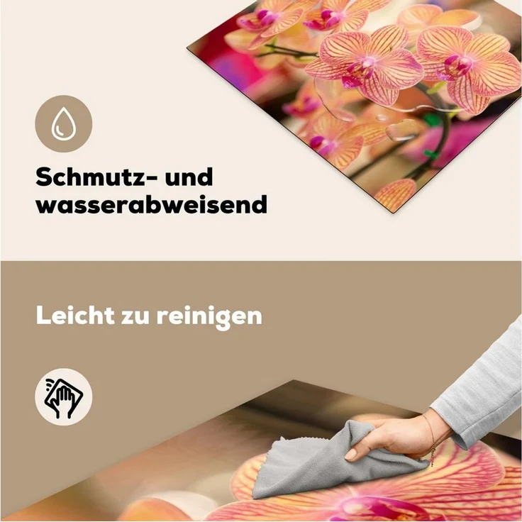 MuchoWow Herd-Abdeckplatte Pflanze - Orchidee - Blumen - Rosa - Flora, Vinyl, (1 tlg), Ceranfeldabdeckung Küche, Herdabdeckplatte Einteilig, 59x51 cm – Bild 4