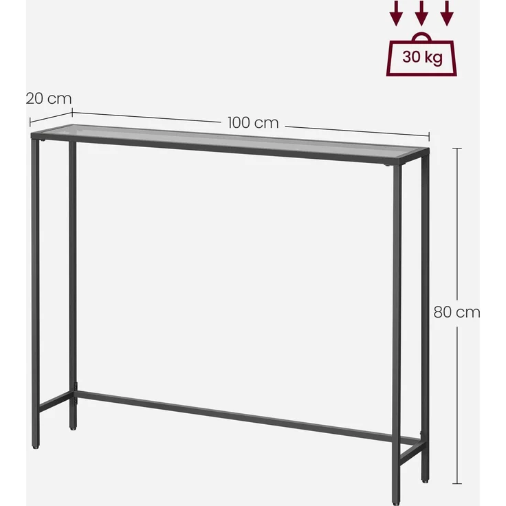Vasagle Konsolentisch, Beistelltisch, Oberfläche aus Hartglas, moderner Sofatisch, einfacher Aufbau, verstellbare Füße – Bild 5