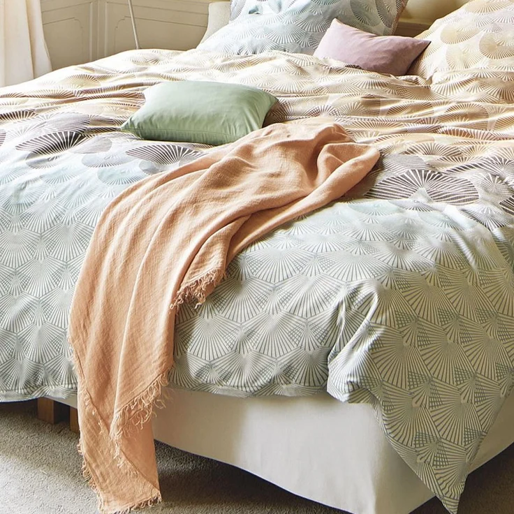 Irisette Seersucker Bettwäsche Easy 8384-90 Fächer orange blau 135x200 – Bild 4