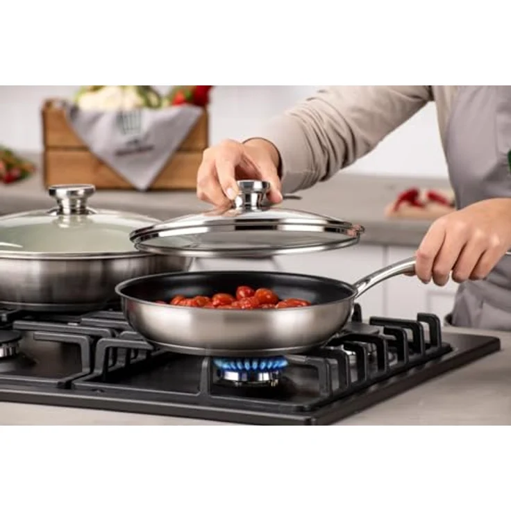 Chefkoch trifft Fackelmann Pfannendeckel Premium Pfannenglasdeckel ø24cm - Edelstahl Knauf, 60x248x330mm – Bild 5