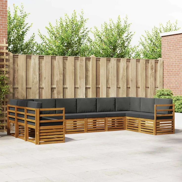vidaXL Outdoor-Sofagarnitur 10 stk. 10-Sitzer Natur und Anthrazit 3375542 – Bild 1