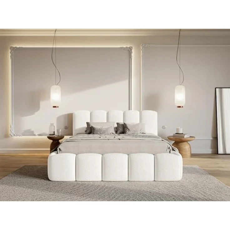 Selsey 'Cloudy II' Polsterbett mit Lattenrost und Bettkasten, creme, 180x200 cm – Bild 3