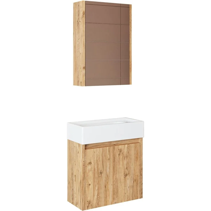 Skye Decor '1962' Badmöbel-Set mit Waschbecken & Spiegel (2-teilig), Atlantik-Kiefer, 50,5 x 60 x 26,5 cm – Bild 6