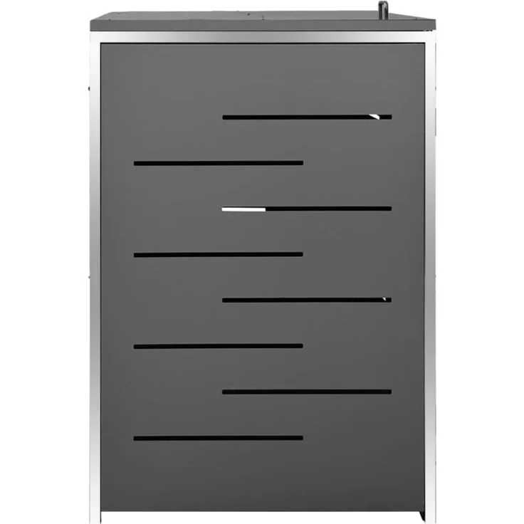 vidaXL Mülltonnenbox für 4 Tonnen 276,5x77,5x115,5 cm Edelstahl 149557 – Bild 3