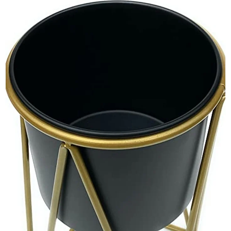 DanDiBo Blumenhocker mit Topf Metall Gold Schwarz 2er Set Blumenständer 96046 Blumensäule Modern Pflanzenständer Pflanzenhocker – Bild 5
