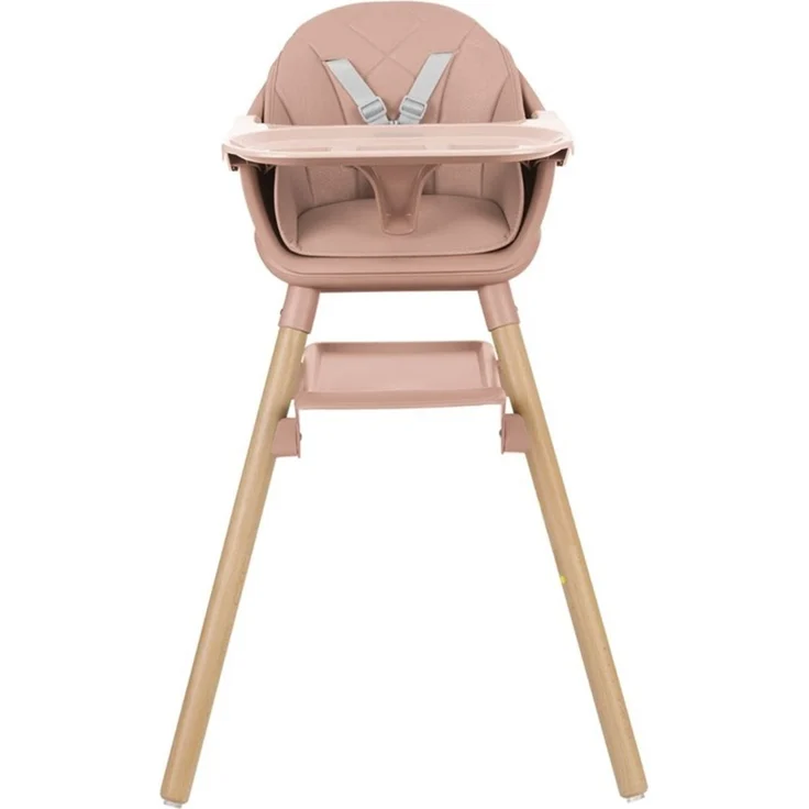 Kikkaboo Kinderhochstuhl Woody 3 in 1 Holzbeine Kinderstuhl Fußstütze Tablett pink – Bild 2