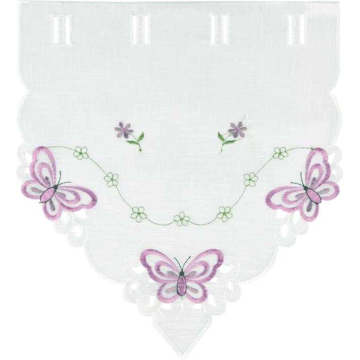 ARSVITA Fenstergardine mit Stickerei, Blumen oder Schmetterlingen bestickte 35x40cm Fensterbild, in vielen verschiedenen Designs verfügbar (Farbe: Violett - Lila) – Bild 1
