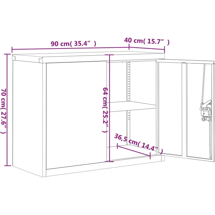 vidaXL Aktenschrank Hellgrau und Blau 90x40x70 cm Stahl 339726 – Bild 10