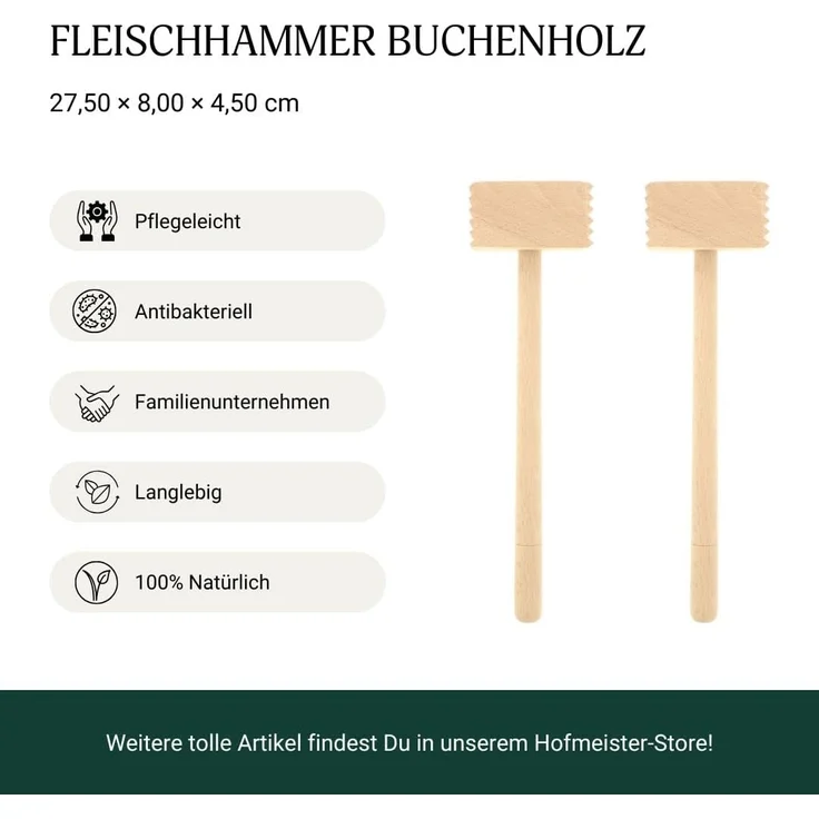 Hofmeister Fleischklopfer Buchenholz Fleischklopfer Schnitzelklopfer – Bild 3