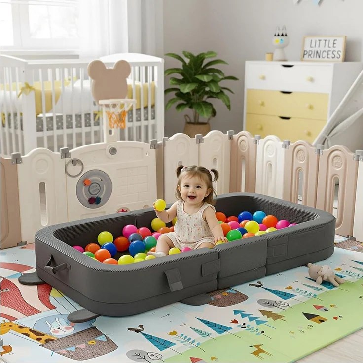 TLGREEN Kindersofa Tragbares Faltbares Kinder Sofa, Weiches Kinder Liegsofa mit Hochdichtschaumstoff, Maschinenwaschbarer Bezug & Taschen,Ideal für Wohnzimmer Camping Reise – Bild 2