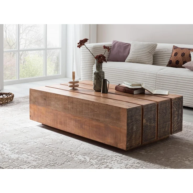 Exklusivität trifft Natur: Couchtisch Dakota 120x70 aus Mango - Das Highlight für Ihre Wohnlandschaft – Bild 2