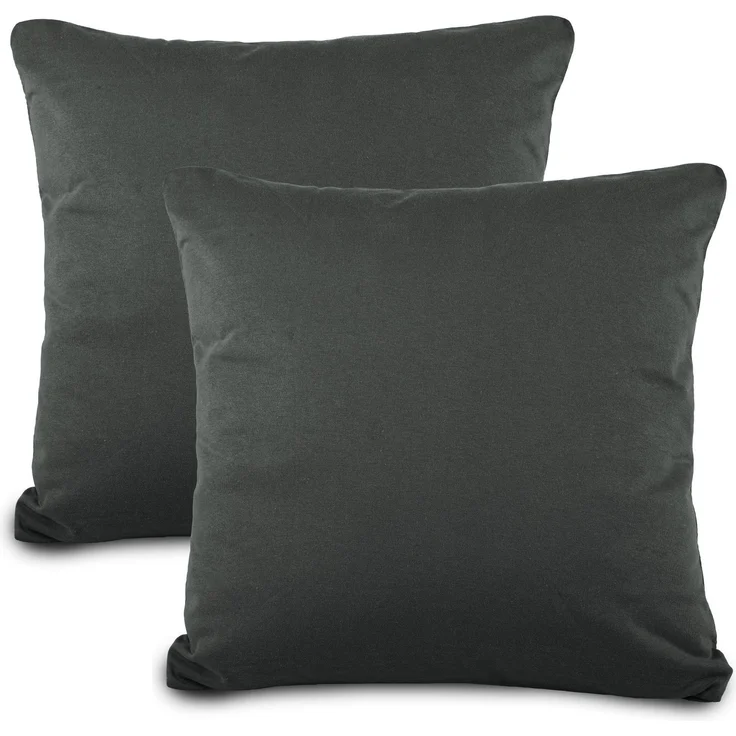 aqua-textil Classic Line Baumwoll Kissenbezug 2er-Set 40x60 anthrazit Kissen Bezug Reißverschluss Jersey Kissenhülle – Bild 1