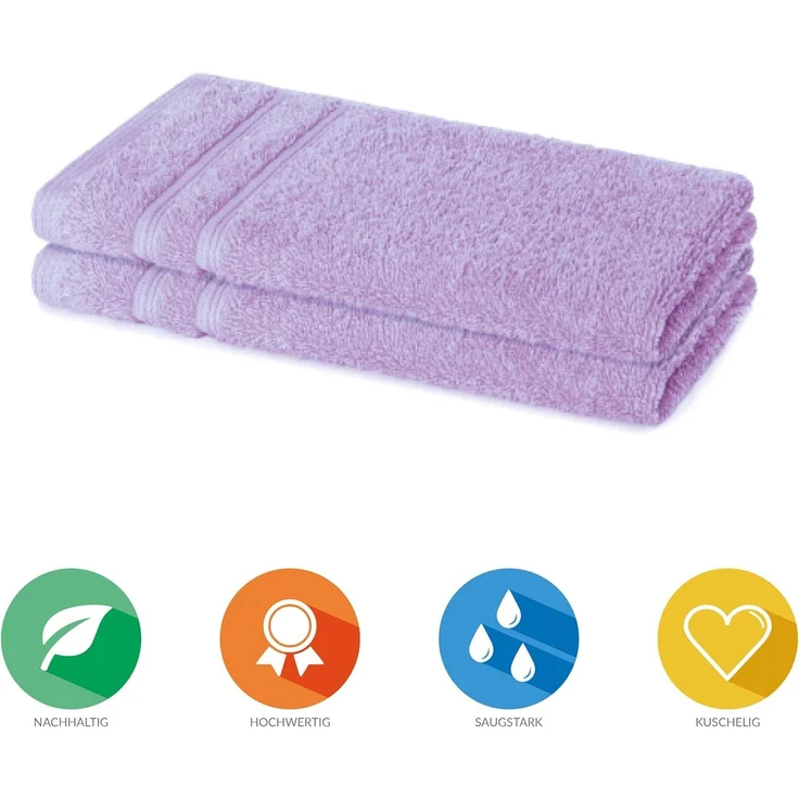 Lavea Gästehandtuch Bali, 30x50cm aus 100% Bio-Baumwolle, einzigartig weiche Gästetücher mit Aufhänger (Set, 2-St), hochwertiges und nachhaltiges Premium Gästetuch – saugstarke Faser – Bild 3