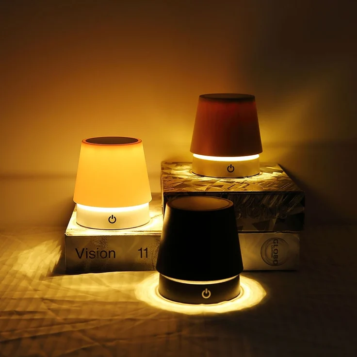 LED Tischleuchte, Touchdimmer, USB, Akku, sandfarben – Bild 7