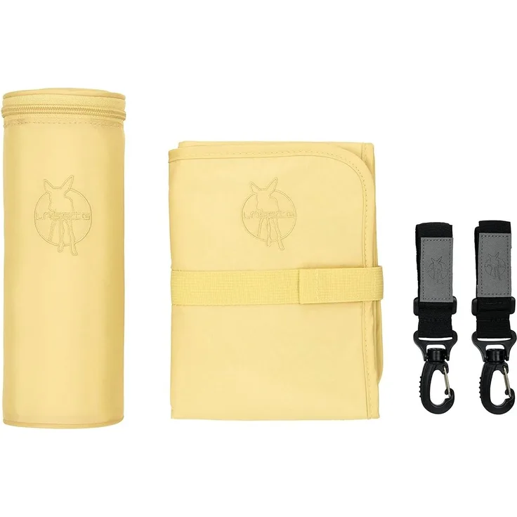 LÄSSIG Baby Wickelaccessoires Wickelunterlage Flaschenwärmer Kinderwagenbefestigung/Glam Signature Bag Accessories, popcorn