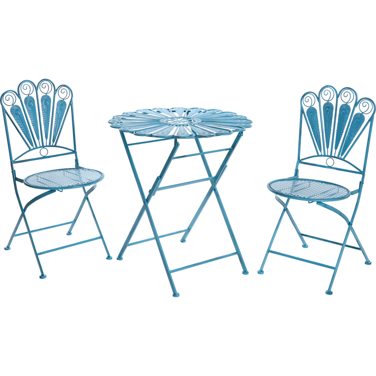 Beliani 'PAVIA' Bistro-Set, Metall Blau