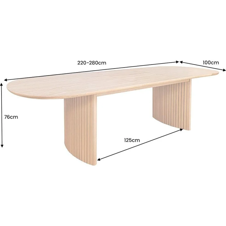 riess-ambiente Esstisch VALHALLA WOOD 220-280cm natur · aus Eichenfurnier mit Einlegeplatte (Einzelartikel, 1-St), verlängerbarer Ausziehtisch · bis zu 10 Sitzplätze · rund oder oval – Bild 3