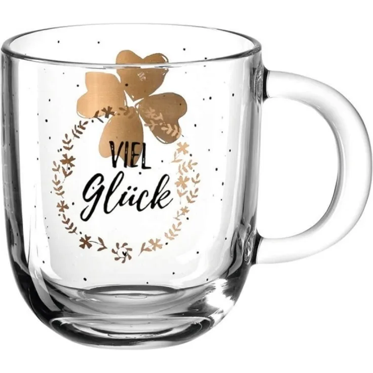 LEONARDO Emozione Tasse Viel Glück 400 ml, Glas, klar