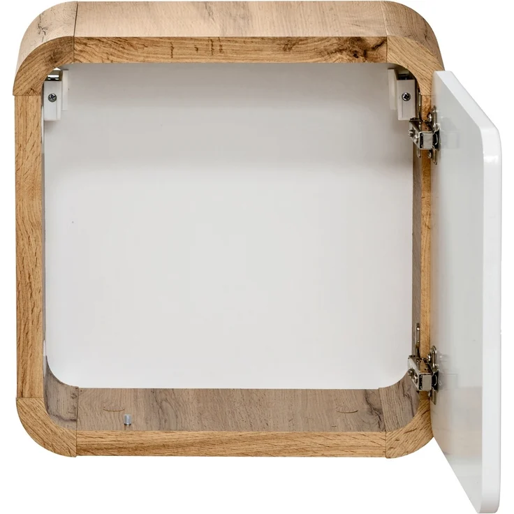 Badmöbel Hängeschrank LUTON-56, Hochglanz weiß mit Wotan Eiche Nb, B/H/T ca. 35/35/22 cm – Bild 4