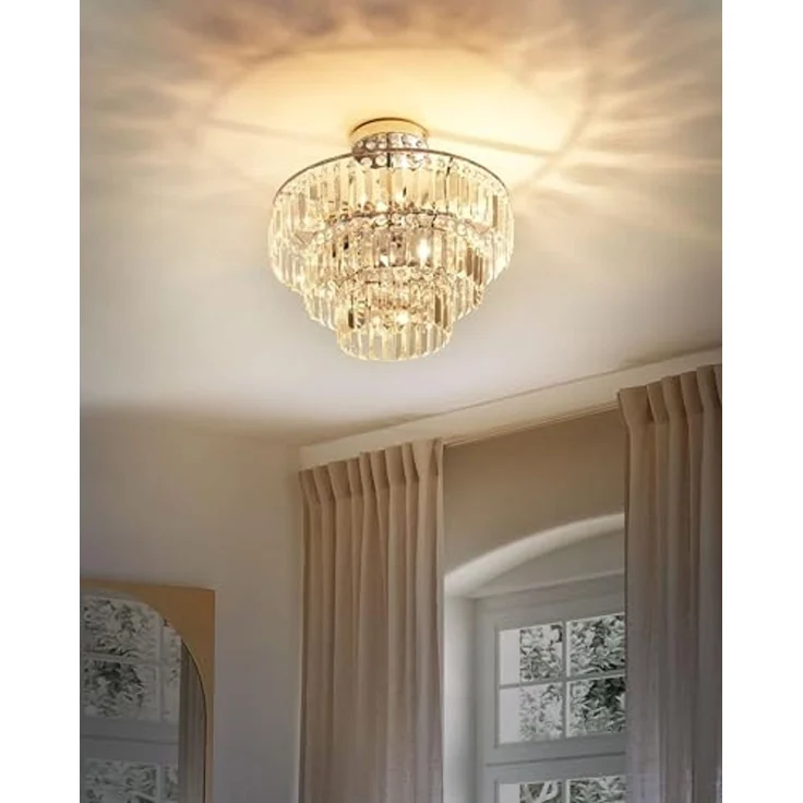 'Ameneiro' Kronleuchter 6-flammig, Metall transparent silber Kristall-Optik, 45 x 45 x 42 cm – Bild 2