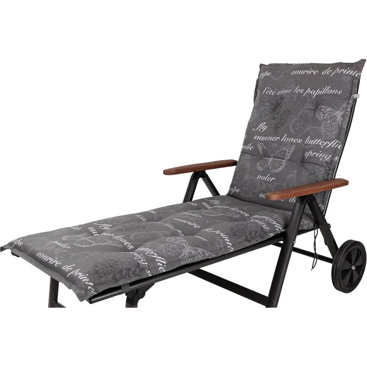 KETTtex Liegenauflage Rollliege Bali 2385 grau Schmetterlinge 193x60x8 cm KETTtex, (1 St), Halteband verstellbar mit Bindebändern Klettband
