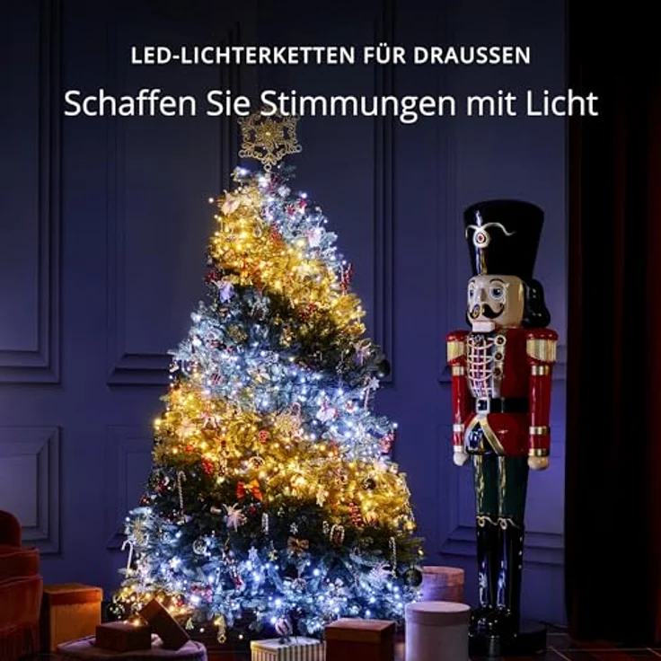 Twinkly Strings 400 LED Weiß, LED-Lichterkette für Draußen und Drinnen, LED-Lichter von Warm bis Kalt, Kompatibel mit Alexa und Google Home, IP44, Weihnachtsdeko, App-Steuerung, Schwarzes Kabel, 32m – Bild 3