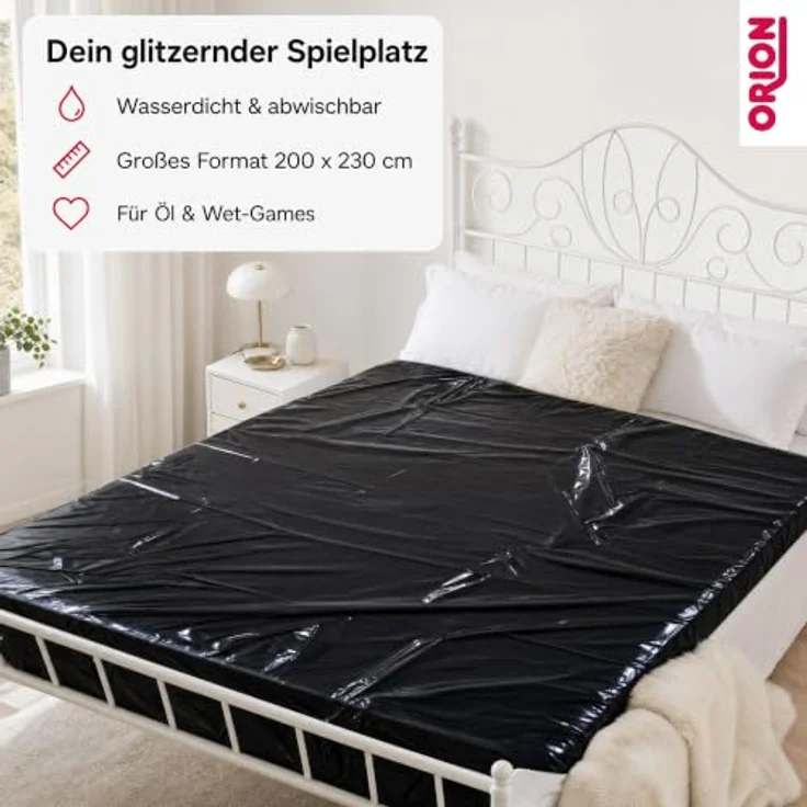 ORION Gummilaken „Accessoire Bizarre – Lack-Optik, wasserdicht, 200x230cm | Sinnliche Liebesdecke für Feuchtspiele – soft, abwischbar & diskret verpackt geliefert – Bild 2