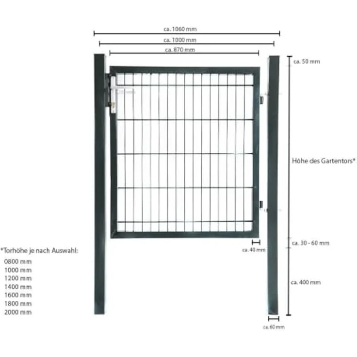 HOME DELUXE Gartentor für Doppelstabmattenzaun PORTARIUS - 200 cm Grün – Bild 6