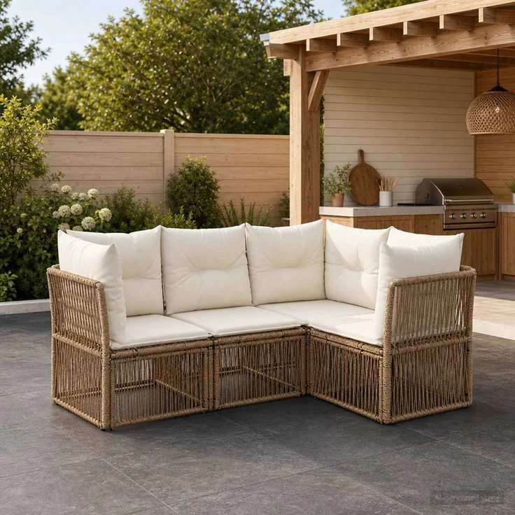 vidaXL Gartensofa-set 4 stk. 4-Sitzer Beige Poly-Rattan 3434211 – Bild 1