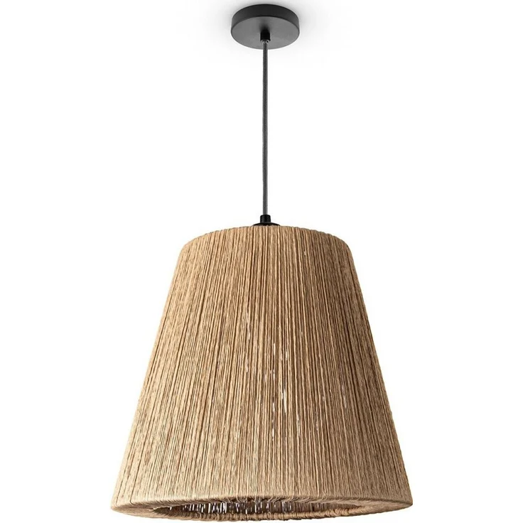 Paco Home Pendelleuchte VORGU, ohne Leuchtmittel, E27 Pendelleuchte Papier Boho Rattan Optik Natur Deckenlampe Vintage – Bild 1