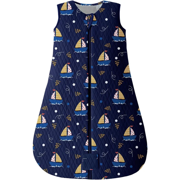 Yoofoss Schlafsack Baby Winter 2.5 Tog - 67cm/0-6 Monate Winterschlafsack Baumwolle Babyschlafsack Warm für Jungen Mädchen Dunkelblaues Segelboot