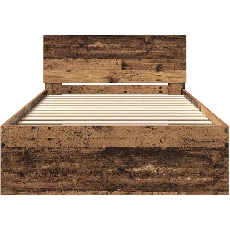 vidaXL Bettgestell mit Kopfteil Altholz 100 x 200 cm Holzwerkstoff 3376050 – Bild 5